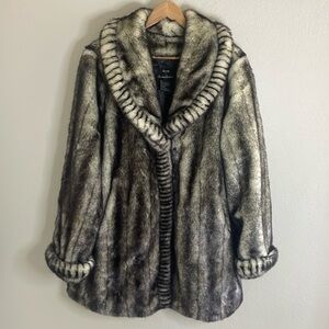 Dennis by Dennis Basso Mid-Length Faux Fur Coat Size Large L